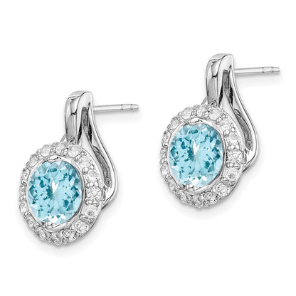Sterling Silver Rhodium Wht Topaz u0026 Light Swiss Blue Topaz Post Earrings