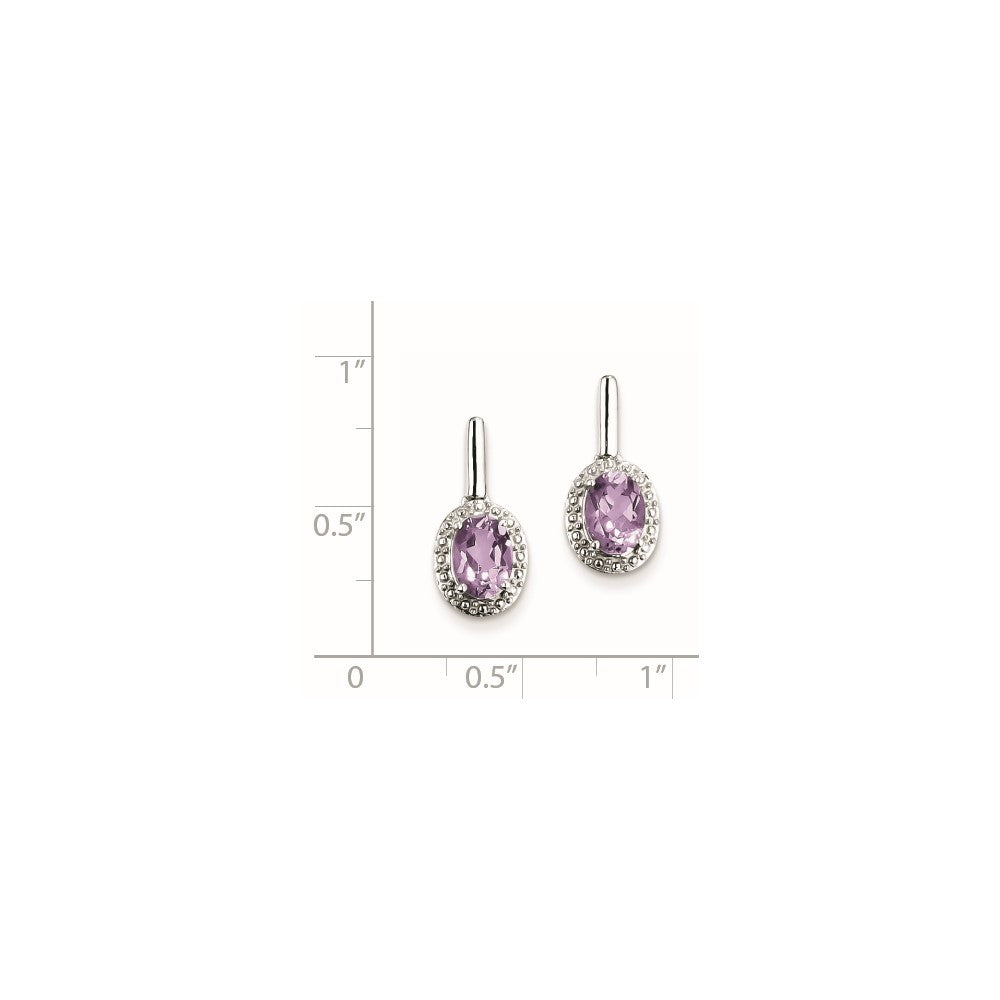 Sterling Silver Pink Quartz Oval Post Earrings