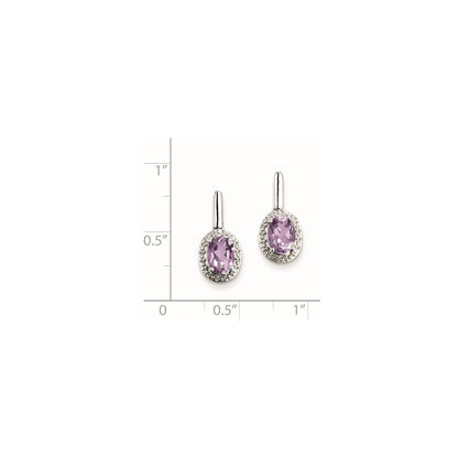Sterling Silver Pink Quartz Oval Post Earrings