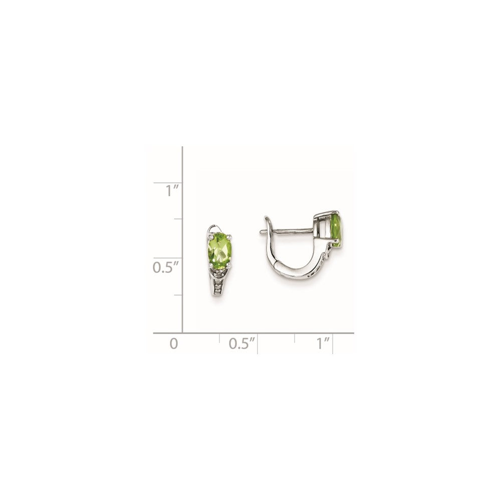 Sterling Silver Diamond u0026 Peridot Oval Hinged Earrings
