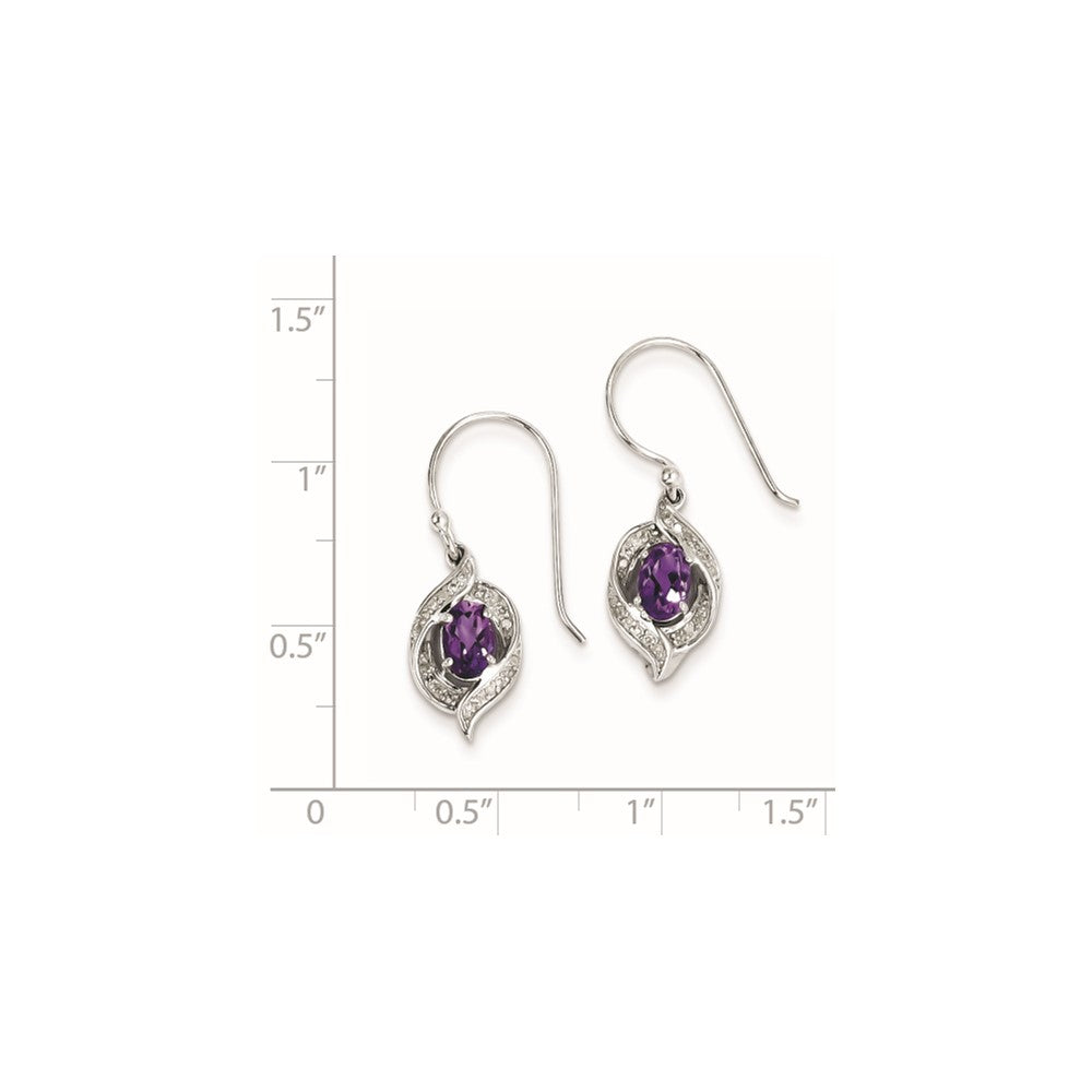 Sterling Silver Diamond u0026 Amethyst Shepherd Hook Earrings