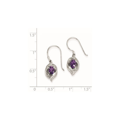 Sterling Silver Diamond u0026 Amethyst Shepherd Hook Earrings