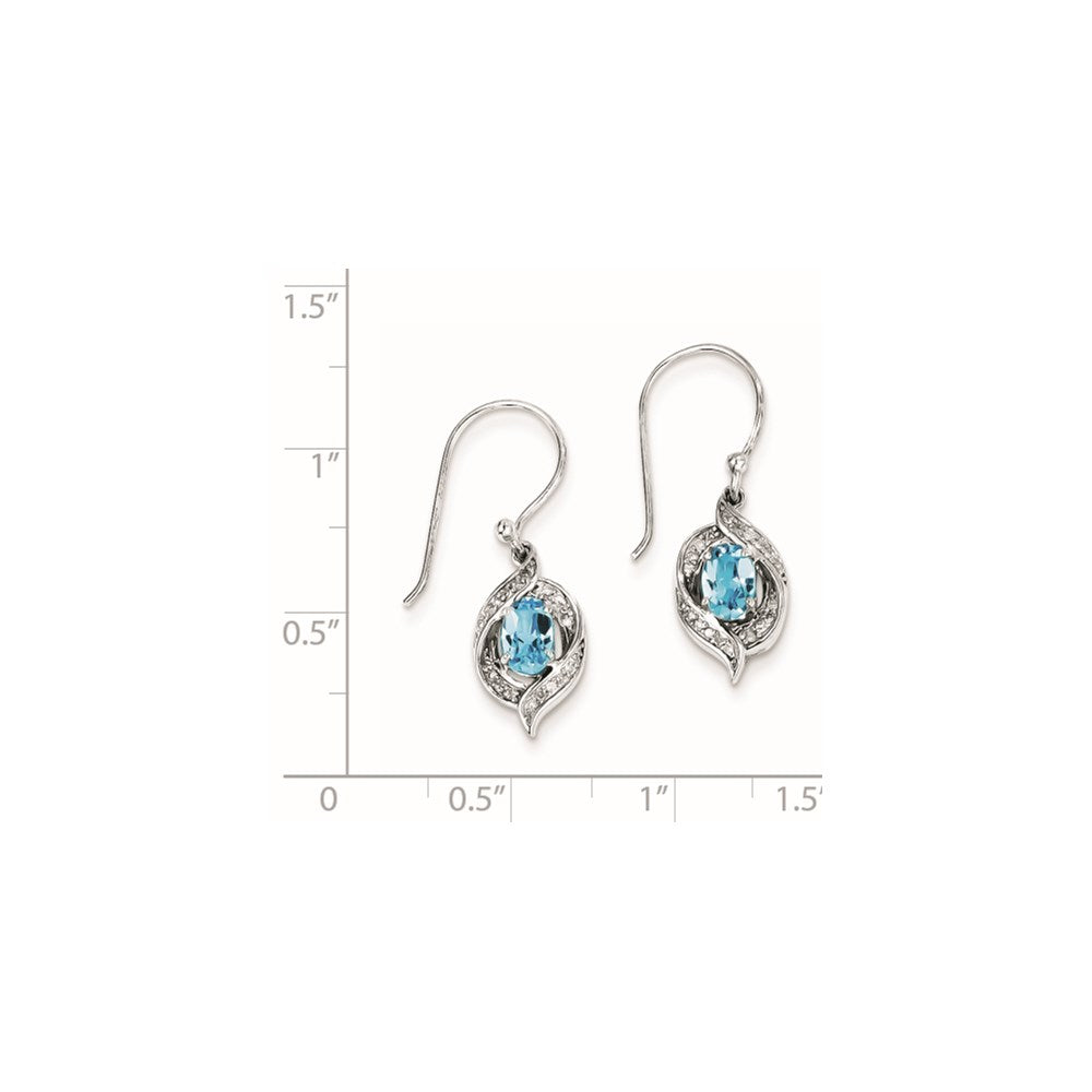 Sterling Silver Diamond u0026 Light Swiss Blue Topaz Earrings
