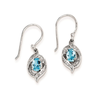 Sterling Silver Diamond u0026 Light Swiss Blue Topaz Earrings