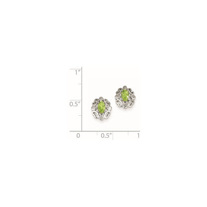 Sterling Silver Diamond and Peridot Earrings