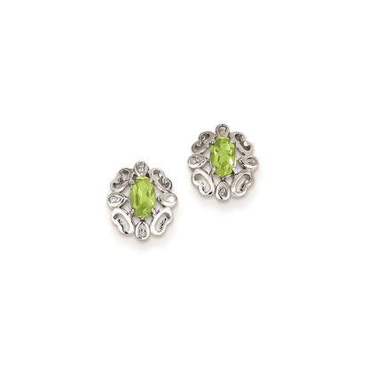 Sterling Silver Diamond and Peridot Earrings