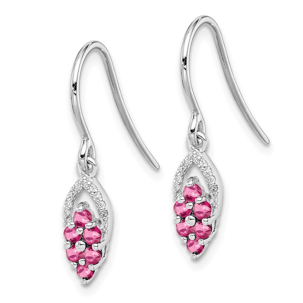Sterling Silver Rhodium Diam u0026 Pink Tourmaline Shepherd Hook Earrings