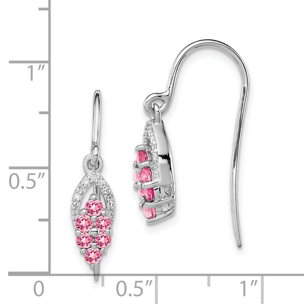 Sterling Silver Rhodium Diam u0026 Pink Tourmaline Shepherd Hook Earrings