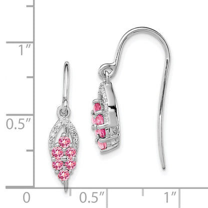 Sterling Silver Rhodium Diam u0026 Pink Tourmaline Shepherd Hook Earrings