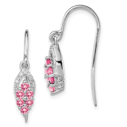 Sterling Silver Rhodium Diam u0026 Pink Tourmaline Shepherd Hook Earrings