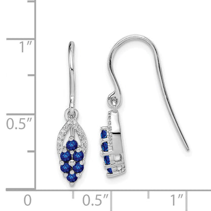 Sterling Silver Rhodium Diamond u0026 Sapphire Shepherd Hook Earrings