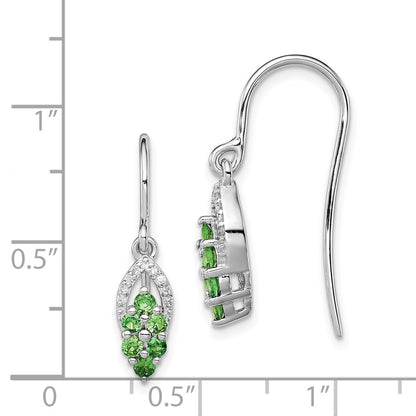 Sterling Silver Rhodium Diamond u0026 Tsavorite Garnet Shepherd Hook Earrings