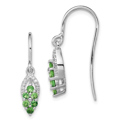 Sterling Silver Rhodium Diamond u0026 Tsavorite Garnet Shepherd Hook Earrings