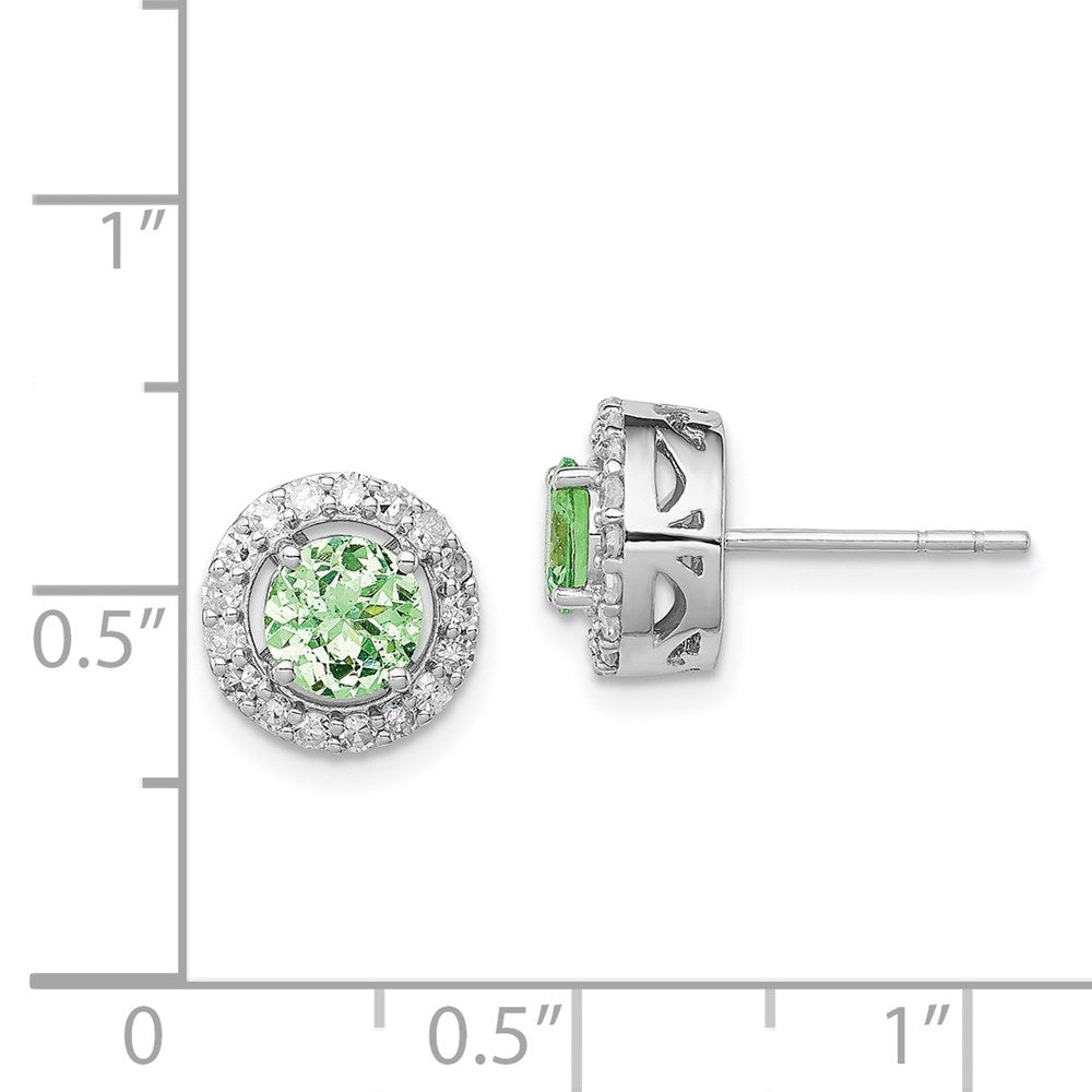 Sterling Silver Rhodium Diamond u0026 Tsavorite Garnet Circle Post Earrings
