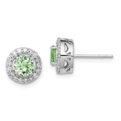 Sterling Silver Rhodium Diamond u0026 Tsavorite Garnet Circle Post Earrings