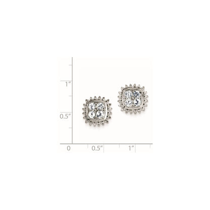 Sterling Silver Rhodium Plated Diamond u0026 Aquamarine Post Earrings