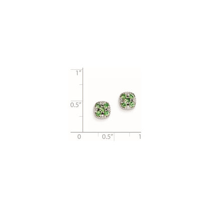 Sterling Silver Tsavorite Garnet Square Post Earrings