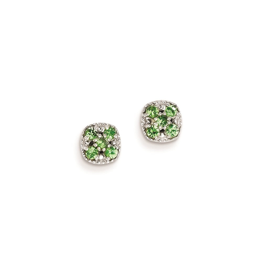 Sterling Silver Tsavorite Garnet Square Post Earrings
