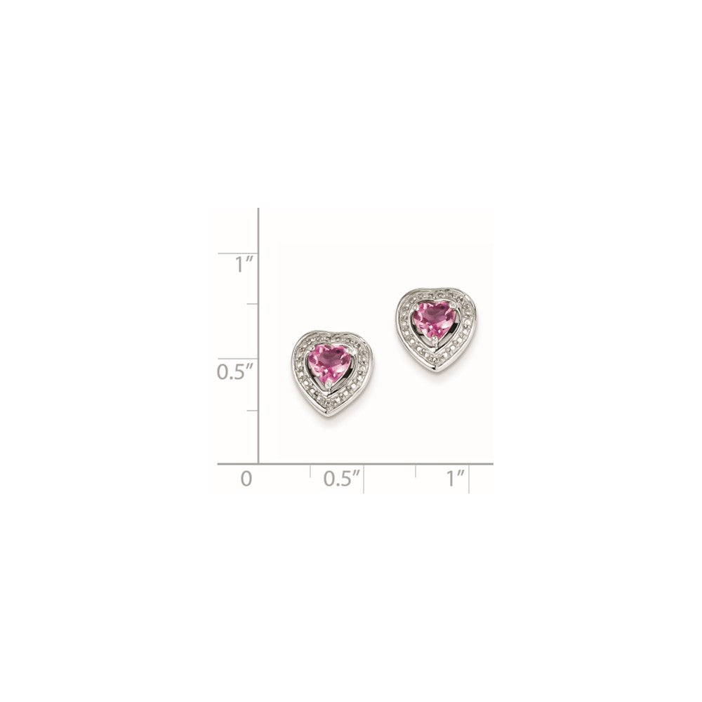 Sterling Silver Pink Tourmaline Heart Post Earrings