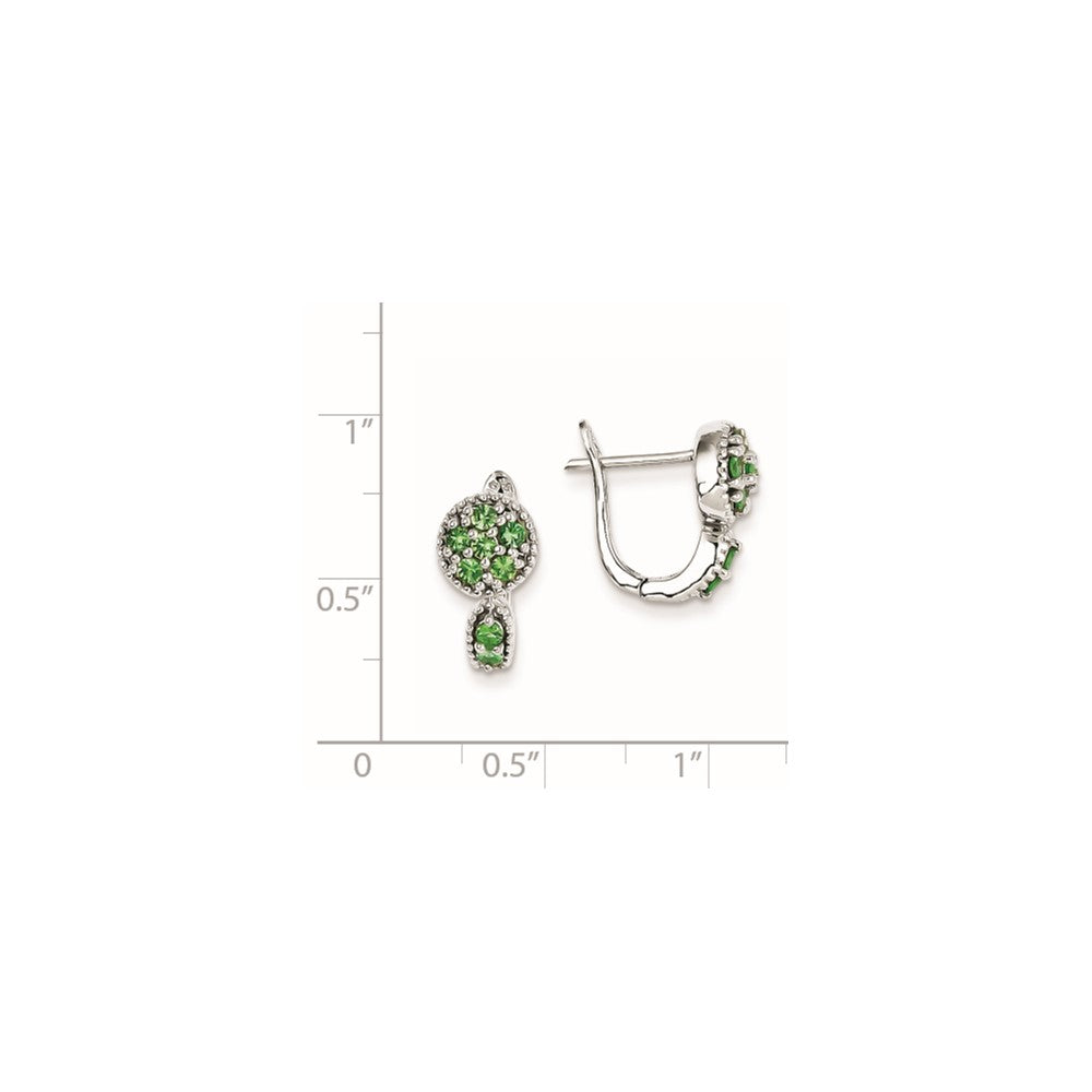 Sterling Silver Tsavorite Garnet Circle Hinged Earrings