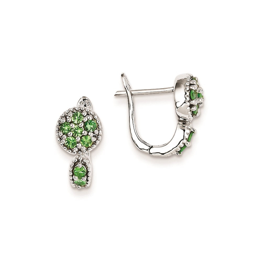 Sterling Silver Tsavorite Garnet Circle Hinged Earrings