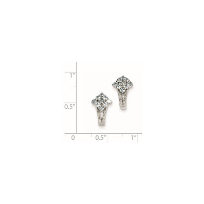 Sterling Silver Diamond u0026 Aquamarine Square Post Earrings