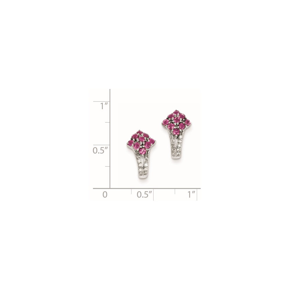 Sterling Silver Diamond u0026 Pink Tourmaline Post Earrings