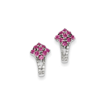 Sterling Silver Diamond u0026 Pink Tourmaline Post Earrings