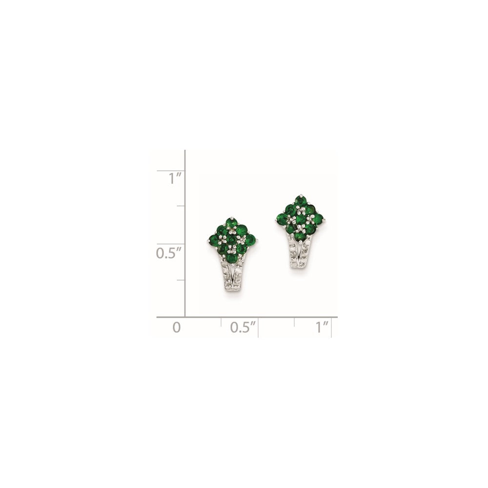 Sterling Silver Diamond u0026 Tsavorite Garnet Square Post Earrings