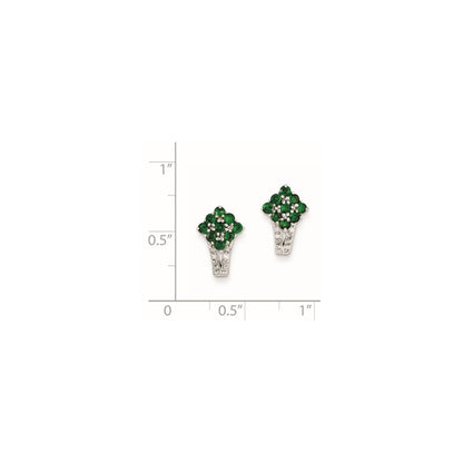 Sterling Silver Diamond u0026 Tsavorite Garnet Square Post Earrings