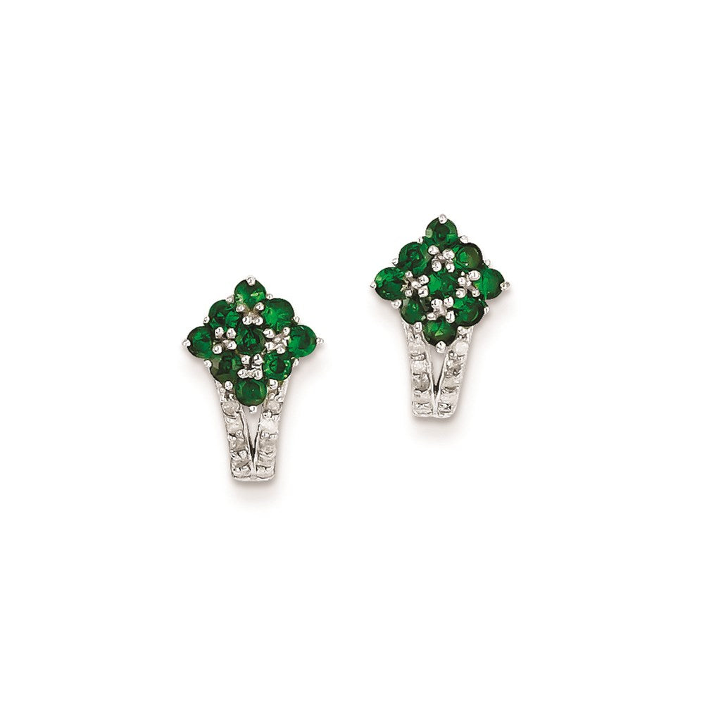 Sterling Silver Diamond u0026 Tsavorite Garnet Square Post Earrings