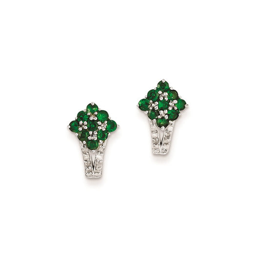 Sterling Silver Diamond u0026 Tsavorite Garnet Square Post Earrings