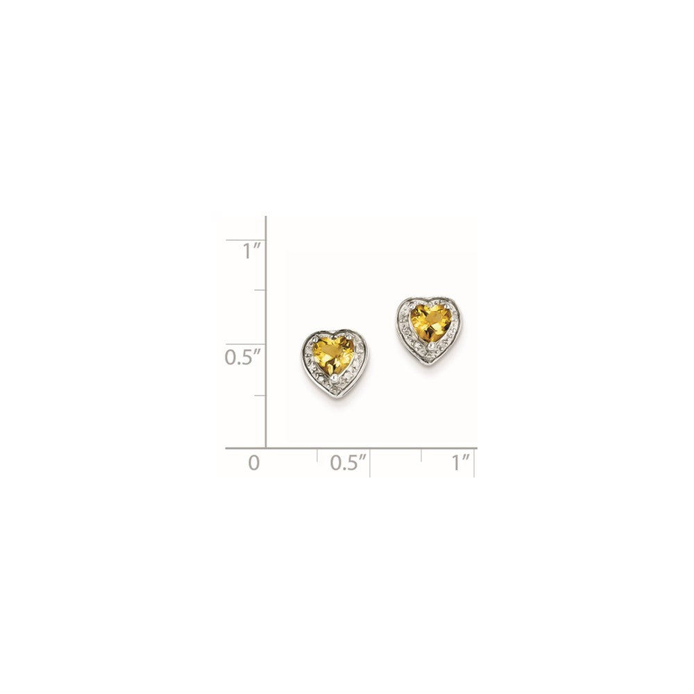 Sterling Silver Diamond Whiskey Quartz Earrings