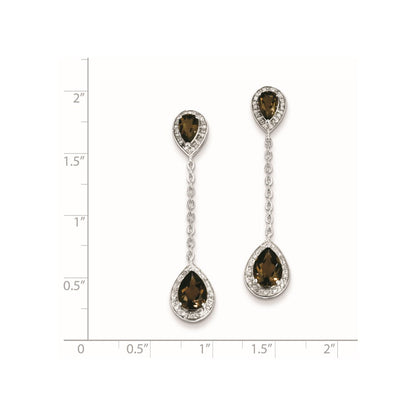 Sterling Silver Diamond Smoky Quartz Earrings