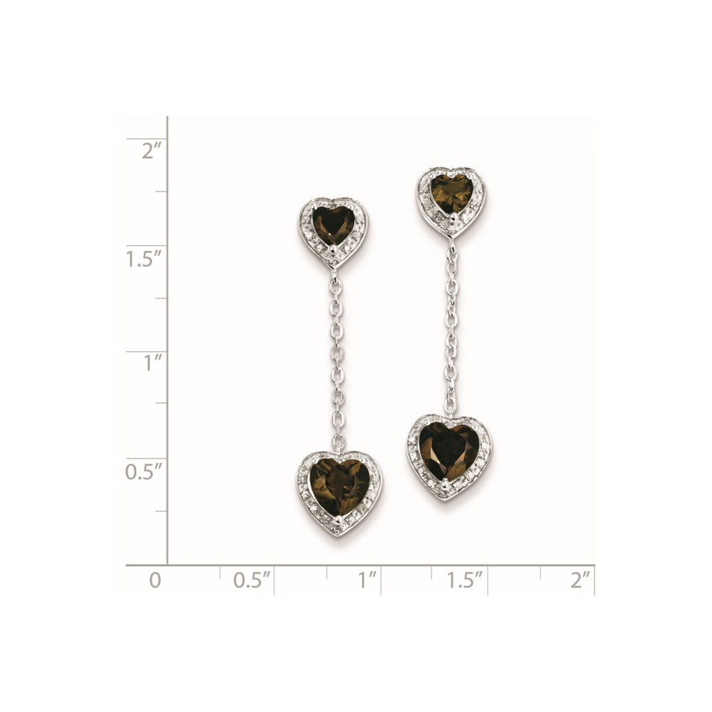 Sterling Silver Diamond Smoky Quartz Earrings