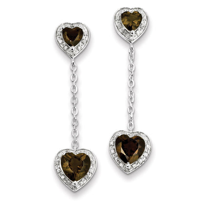 Sterling Silver Diamond Smoky Quartz Earrings