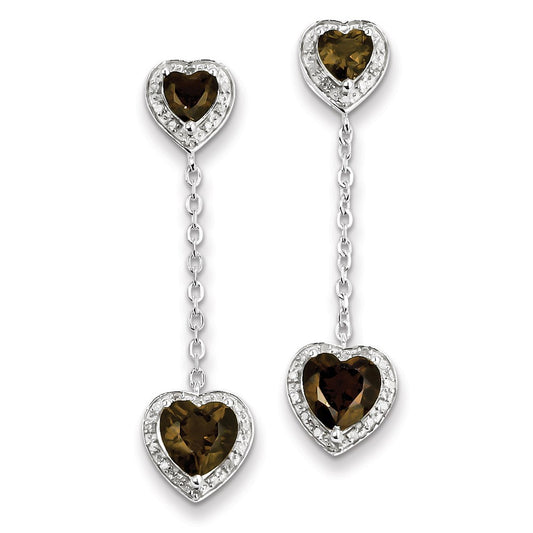 Sterling Silver Diamond Smoky Quartz Earrings