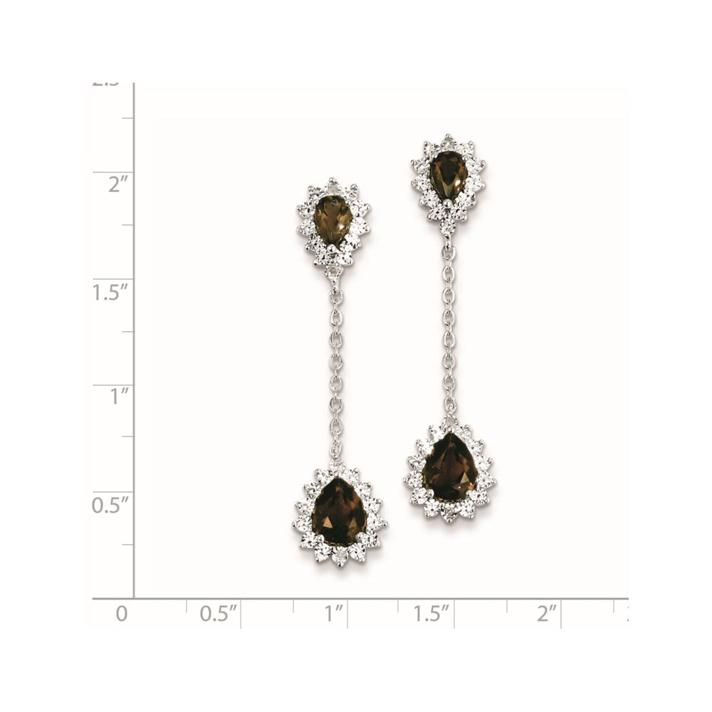 Sterling Silver Diamond Smoky Quartz Earrings
