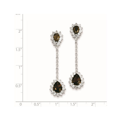 Sterling Silver Diamond Smoky Quartz Earrings