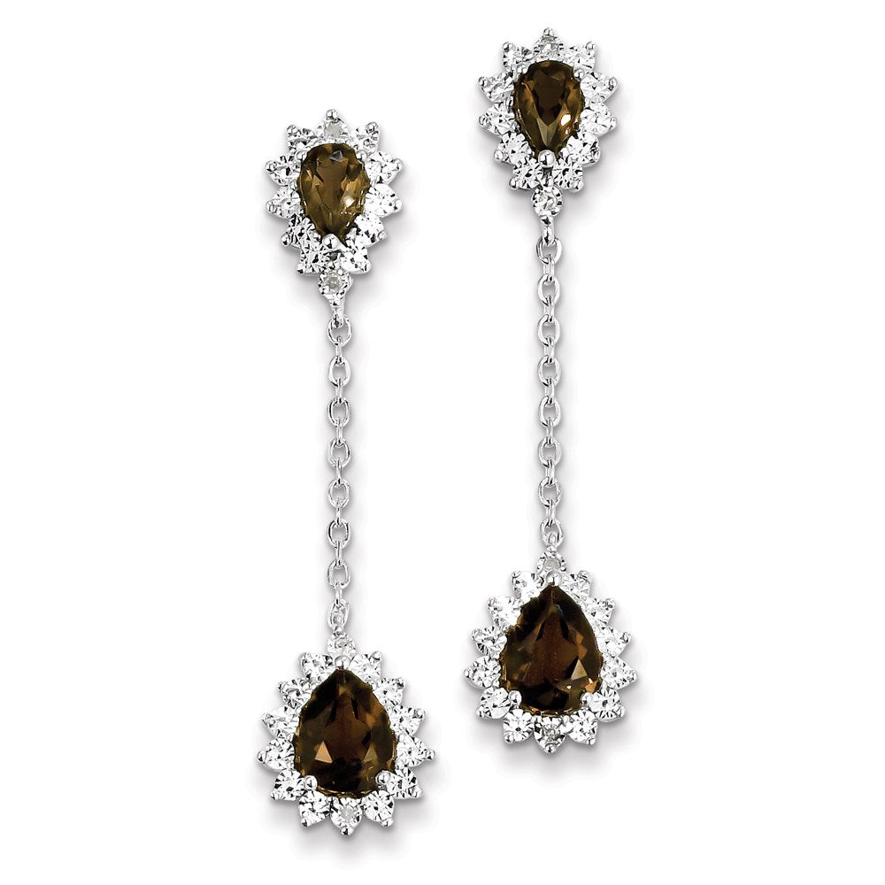 Sterling Silver Diamond Smoky Quartz Earrings