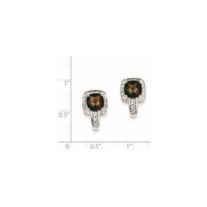 Sterling Silver Diamond Smoky Quartz Earrings