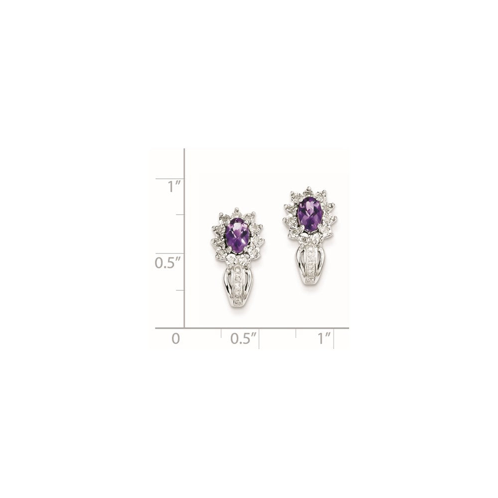 Sterling Silver Diamond Amethyst Earrings