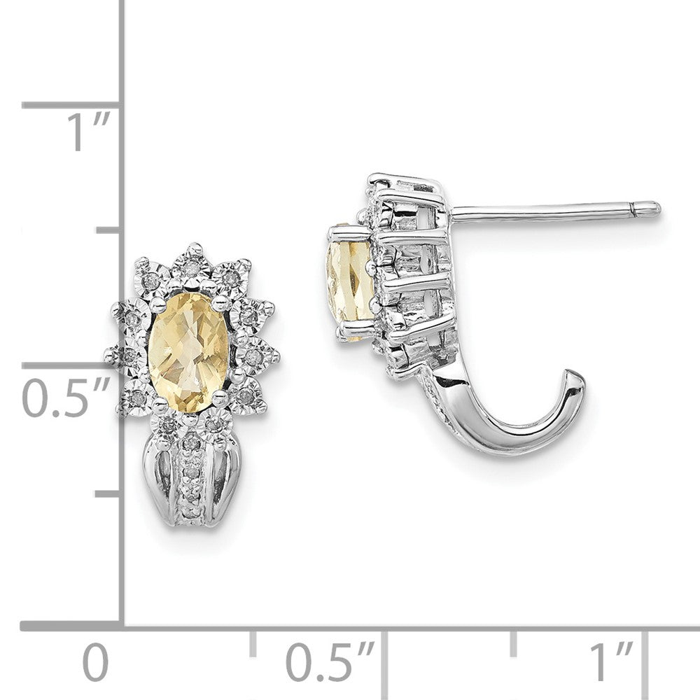 Sterling Silver Diamond u0026 Oval Lemon Quartz Earrings