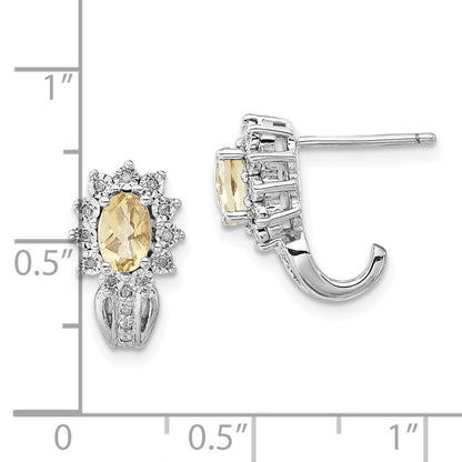 Sterling Silver Diamond u0026 Oval Lemon Quartz Earrings