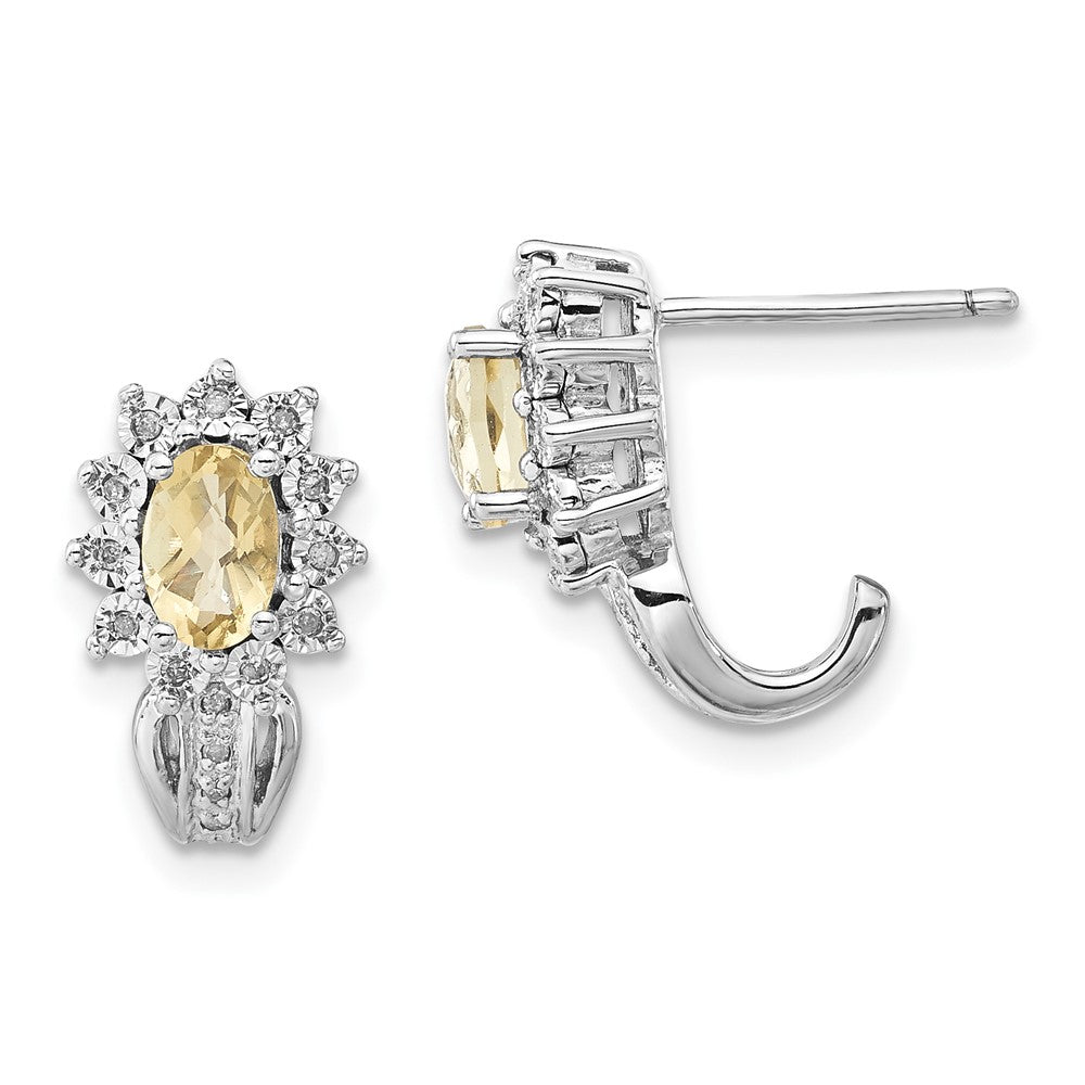 Sterling Silver Diamond u0026 Oval Lemon Quartz Earrings