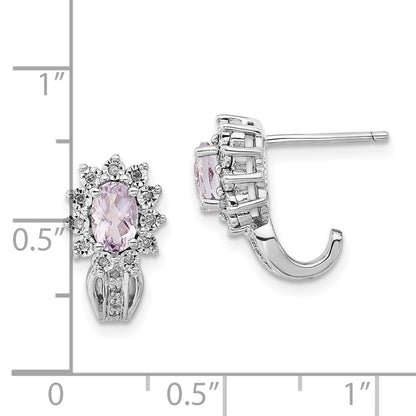 Sterling Silver Diamond u0026 Oval Pink Quartz Earrings
