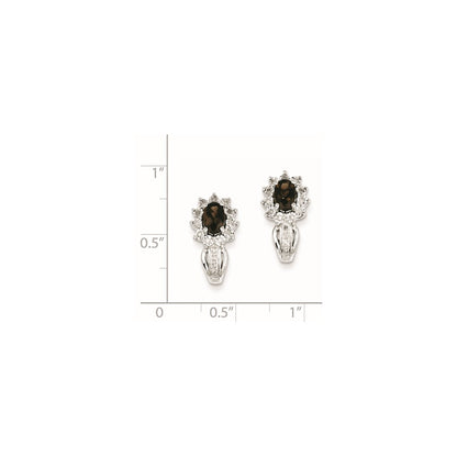 Sterling Silver Diamond Smoky Quartz Earrings
