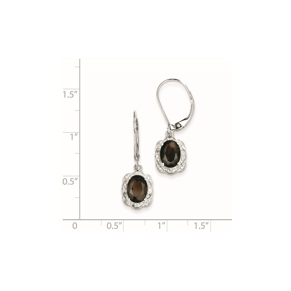 Sterling Silver Diamond Smoky Quartz Earrings