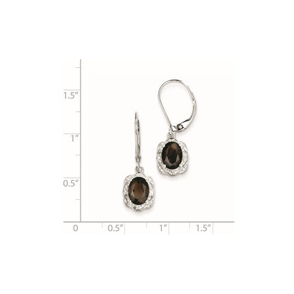 Sterling Silver Diamond Smoky Quartz Earrings