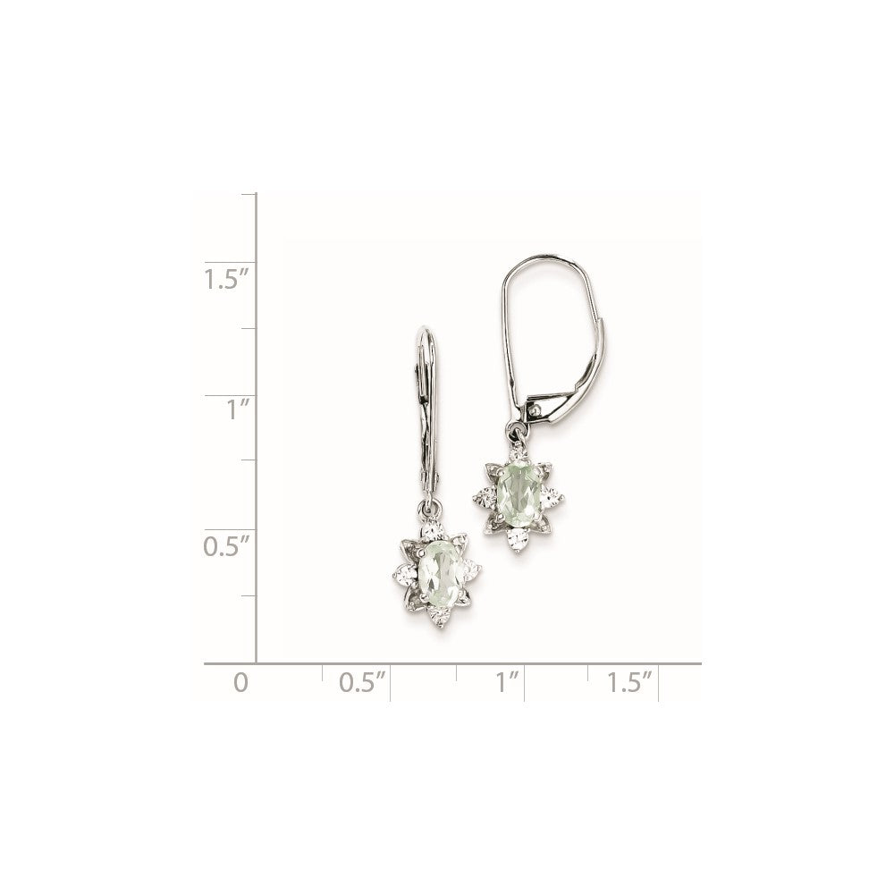 Sterling Silver Diamond u0026 Green Quartz Earrings